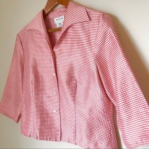 Oscar de la Renta 100% Silk Checkered Top